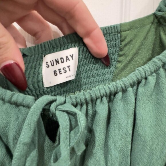 Sunday Best Delilah‎ Long sleeve Green Dress Short Aritzia Wilfred - Picture 6 of 8